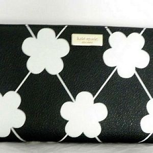 Kate Spade Wallet Blk & Wht Floral "Neda" Grant Street Vinyl Gold Hardware *NWT*